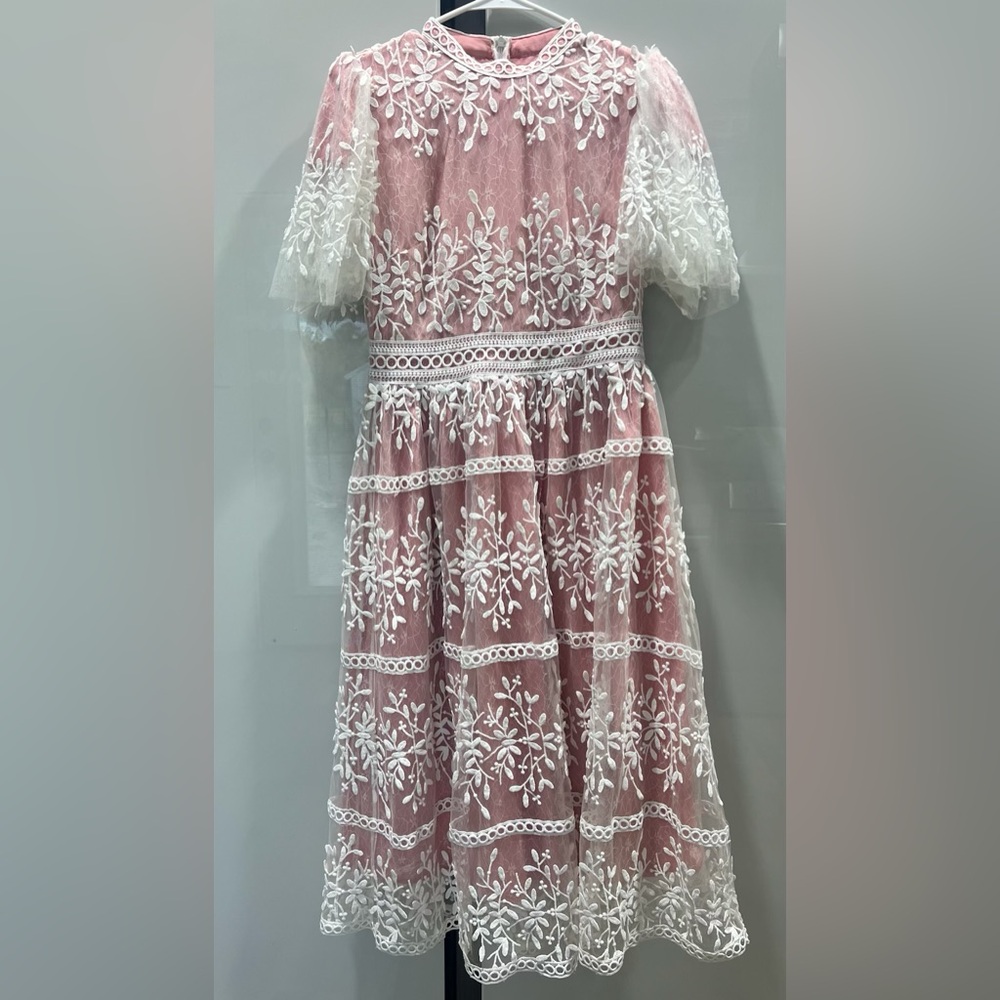 Ivy City Co Pink and White Lace Wedding Dress never worn brand new